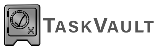 TaskVault logo with text